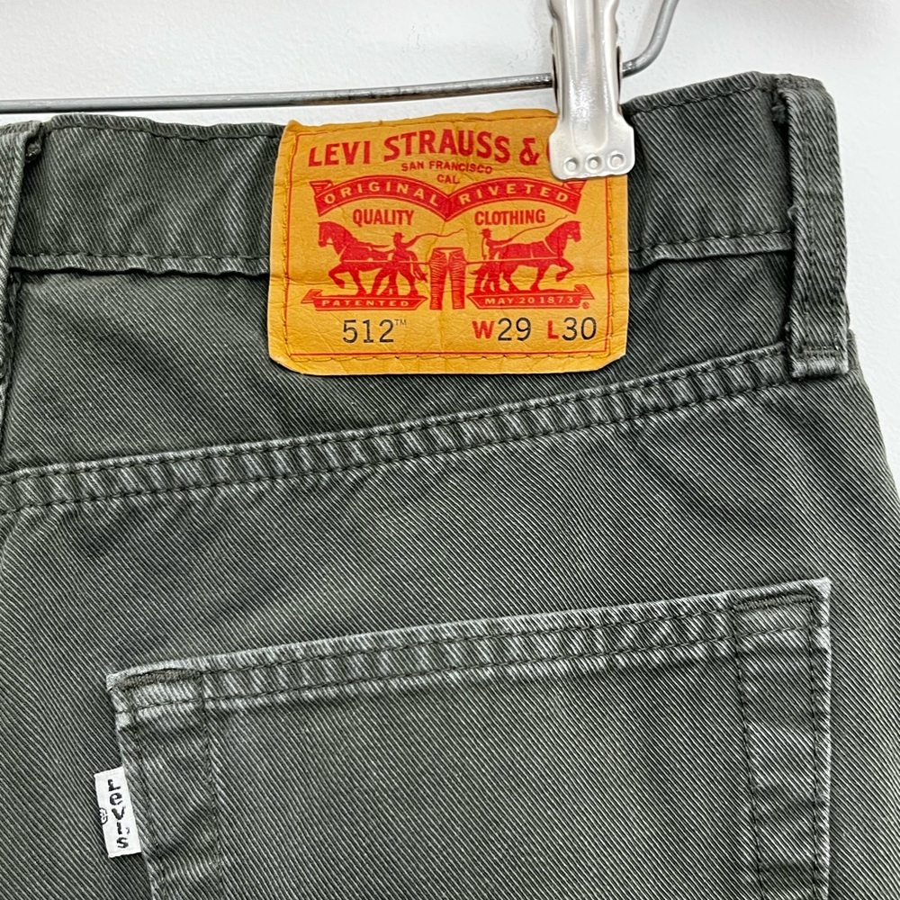 Levi’s 512 Slim Taper Jeans Olive Green Gray Wash Denim Men’s 29x30 Modern Fit - Picture 6 of 7